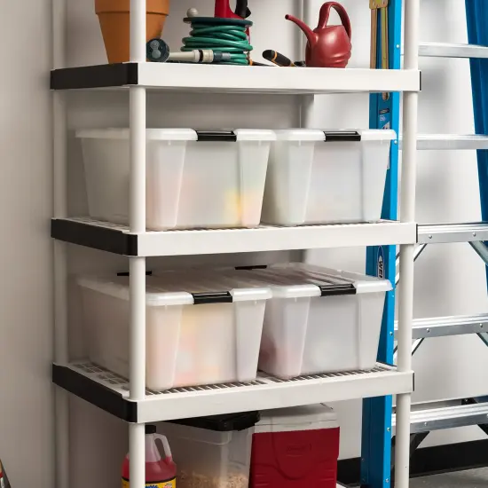 IRIS USA 45 Quart Plastic Storage Container Bin with Latching Lid, Pearl, 4 Pack Clear {5}