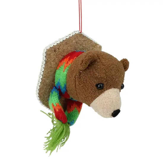 Northlight Stuffed Bear Head Christmas Ornament - 5" - Brown {3}