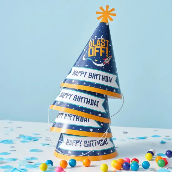 Big Dot of Happiness Blast Off to Outer Space - Cone Happy Birthday Party Hats for Kids and Adults - Set of 8 (Standard Size) {3}