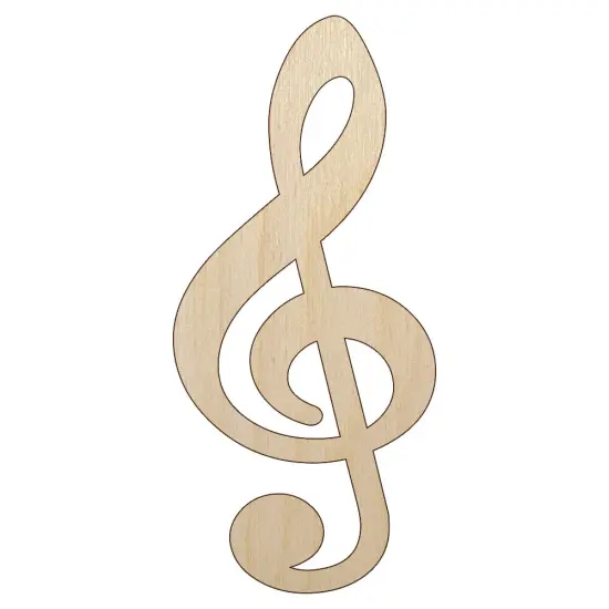 Treble Clef Music Unfinished Wood Shape Piece Cutout for DIY Craft Projects {1}