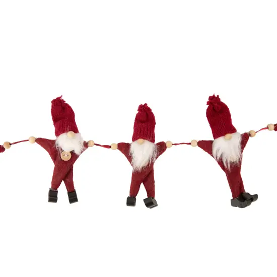 Northlight Knit Gnome Novelty Christmas Garland - 3.5' x 4.5" - Red - Unlit {4}