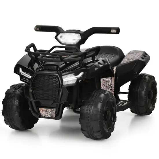 Multi-Functional 6V Kids Electric Ride On Car with LED Head Light and Charging Hole Black {1}
