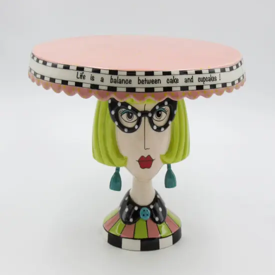 Ceramic Blonde Lady Large Cake Stand, Home Décor, Gift for Her, Mom, Friend, or Coworker, Kitchen Décor, Bakery Decor {3}