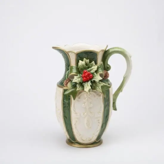 Ceramic Christmas Holly Pitcher, Home D&eacute;cor, Gift for Her, Gift for Mom, Kitchen D&eacute;cor, Christmas D&eacute;cor {3}