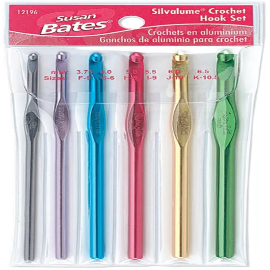 Susan Bates Silvalume Aluminum Crochet Hook Set-Sizes F5 To K10.5 {1}