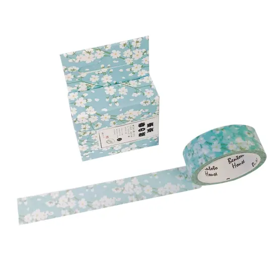 Wrapables Flowers and Greens Washi Masking Tape, 15mm x 7m White Flowers {2}