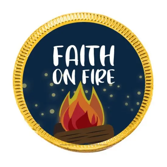 84ct Vacation Bible School Candy Religious Party Favors Chocolate Coins Faith on Fire (84 Count) - Gold Foil - By Just Candy {3}
