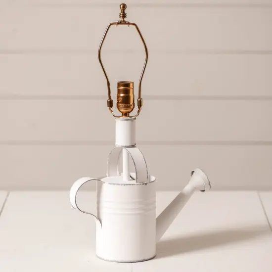 Irvins Country Tinware Watering Can Lamp Base in Rustic White {3}