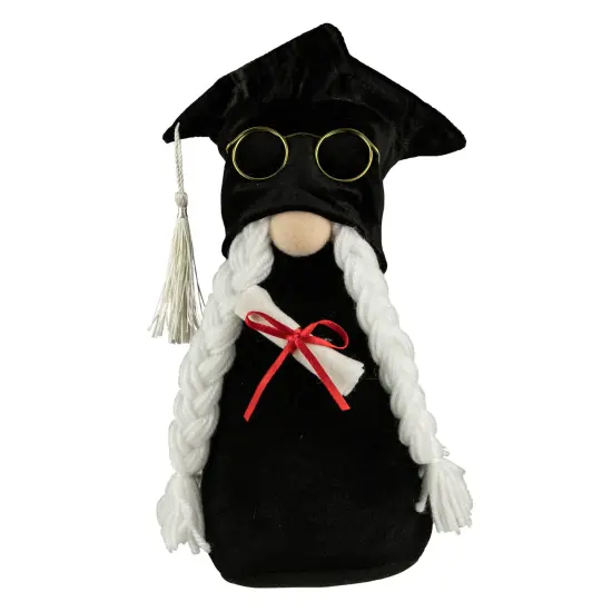 Northlight 10.5" Graduation Day Girl Gnome in Black Cap and Gown {1}