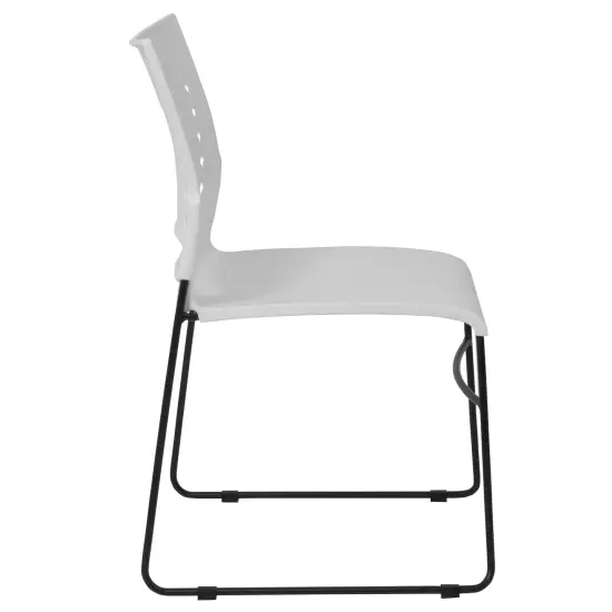 Emma and Oliver Home Office Plastic Accent Sled Base Stack Chair - Air-Vent Back White {5}