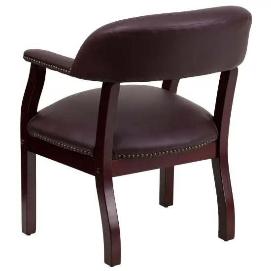 Emma and Oliver Conference Chair with Accent Nail Trim Burgundy LeatherSoft {4}