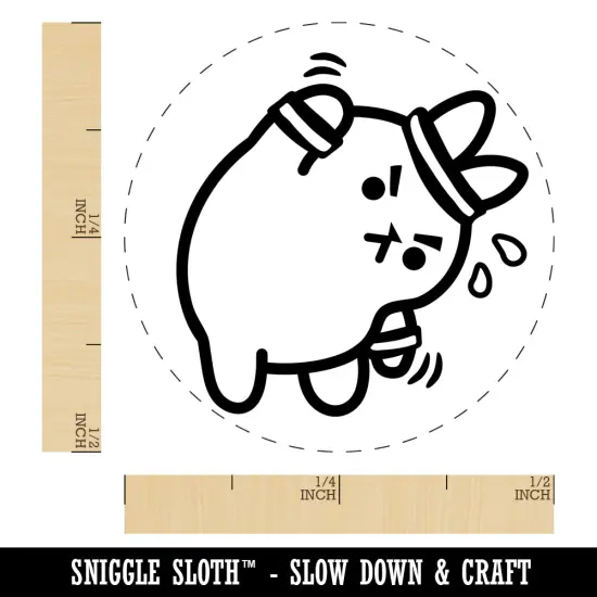 Cute Kawaii Bunny Rabbit Workout Exercise Self-Inking Rubber Stamp for Stamping Crafting Planners Yellow {1}