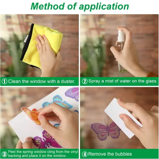 72 PCS Large Size Spring Window Clings Flowers Butterfly Windows Clings Decals Anti Collision Glass Windows Stickers for Baby Shower Decoration Party Supplies {6}