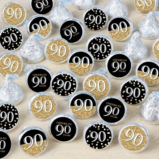 Big Dot of Happiness Adult 90th Birthday - Gold - Birthday Party Small Round Candy Stickers - Party Favor Labels - 324 Count {1}