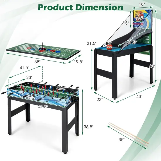 Costway 14-in-1 Combo Game Table Set with Foosball Air Hockey Ping Pong Chess Shuffleboard {3}