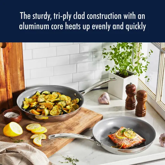 Henckels Clad H3 2-pc Stainless Steel Ceramic Nonstick 10-in & 12-in Fry Pan Set {4}