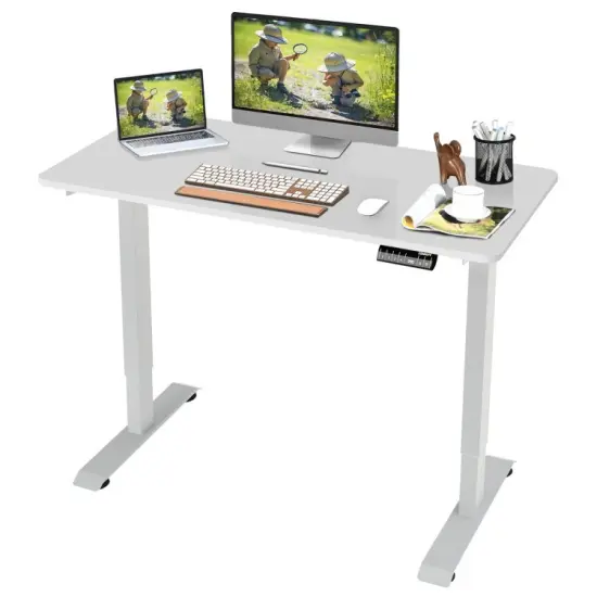 Electric Computer Standing Desk with Height Adjustable and Cable Management Hole Black {7}