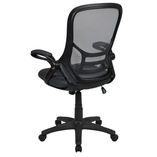 Emma and Oliver High Back Mesh Ergonomic Office Chair with Flip-up Arms Dark Gray {4}