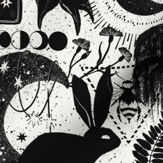 Various Fabrics by the Yard or Fat Quarter Occult Black And White Fantasy Magic Eye Witch Bee Clock Spiritual Wicked Magicians Phantasmagoria Custom Printed Fabric by Spoonflower {7}