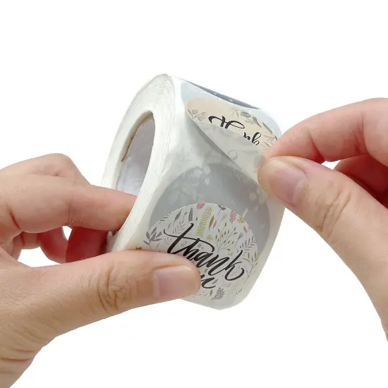 Wrapables 1.5" / 2" Thank You Stickers Roll, Sealing Stickers and Labels for Boxes, Envelopes, Bags, Small Businesses, Weddings, Parties (500pcs) Greenery {9}