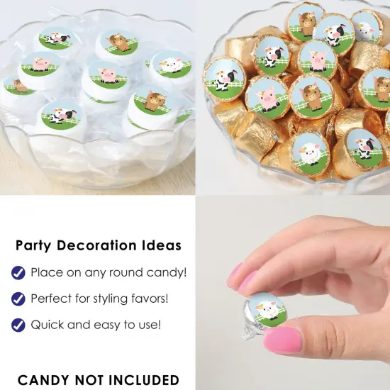 Big Dot of Happiness Girl Farm Animals - Pink Barnyard Baby Shower or Birthday Party Small Round Candy Stickers - Party Favor Labels - 324 Count {6}