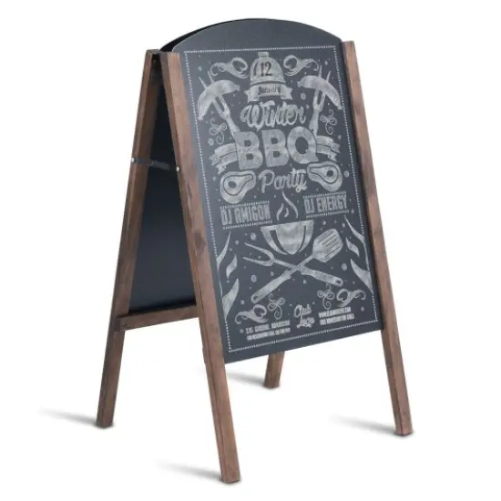 Black Wooden Folding A-Frame Double-Sided Chalkboard Sign for Sidewalk Advertising {2}