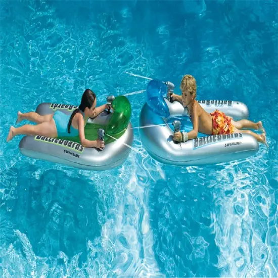 Swim Central Set of 2 Green and Blue Water Sport Inflatable Battle Board Swimming Pool Squirters - 53" {5}
