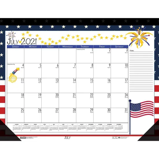 Monthly Academic Deskpad Calendar, Seasonal Holiday Depictions, 12 Months July-June, 22" x 17" {2}