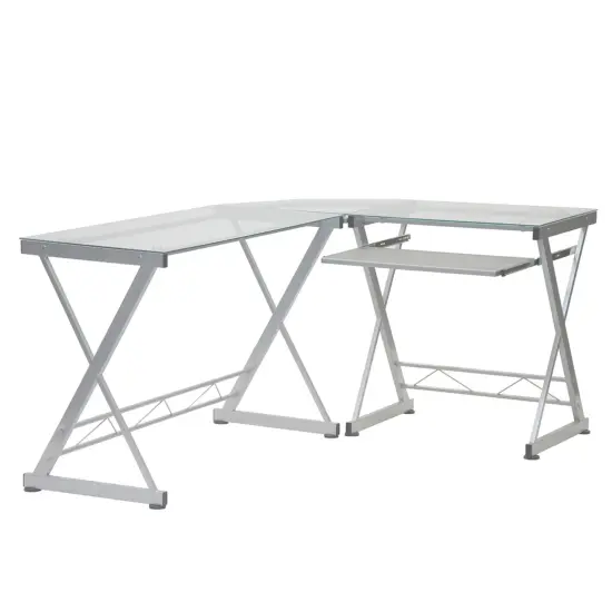 Techni Office Solutions 61.75" White Durable L-Shaped Computer Desk {1}