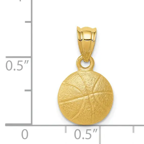 14K Yellow Gold Basketball Charm Pendant Jewelry New 19 X 10mm {4}