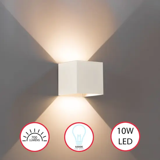 Modern Wall Sconce LED Waterproof Wall Lamp Aluminum with Adjustable Beam 10-Watt 4000K Cool White Indoor Outdoor for Bathroom Bedroom Corridor Living Room Stairs and Garden Single White {1}