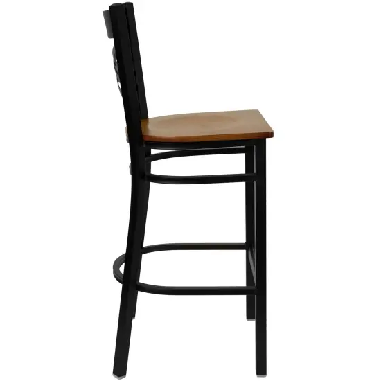 Emma and Oliver "X" Back Metal Restaurant Dining Barstool Cherry/BlackMetal {4}