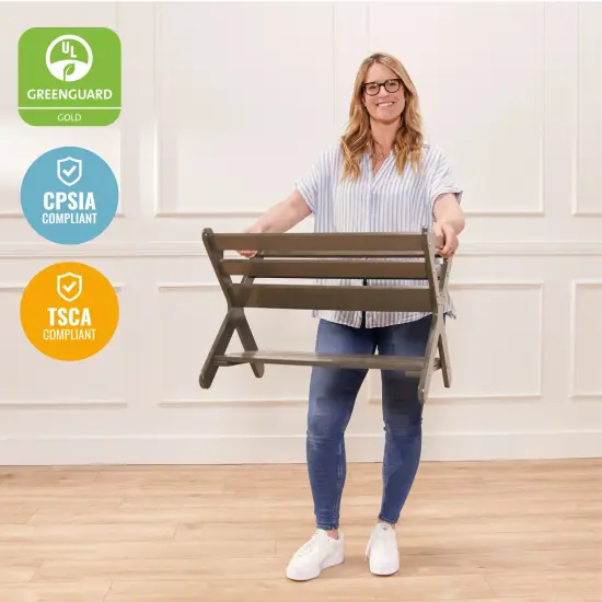 Book Caddy with Shelf, Bookshelf with Storage Grey Wash {5}