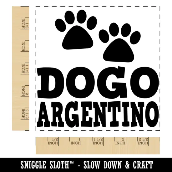 Dogo Argentino Dog Paw Prints Fun Text Square Rubber Stamp for Stamping Crafting {1}
