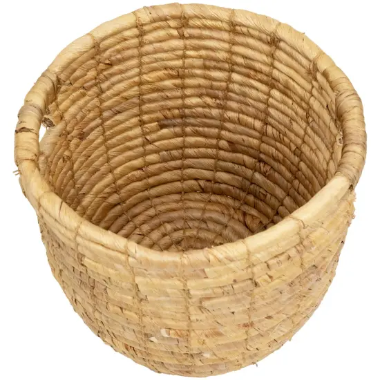 Northlight Set of 3 Bisque Woven Round Water Hyacinth Storage Baskets 13.75" Beige {4}