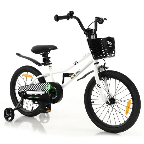 18 Feet Kid's Bike with Removable Training Wheels Black and White {3}