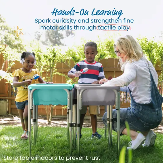 4-Station Sand and Water Adjustable Play Table, Sensory Bins Contemporary {4}