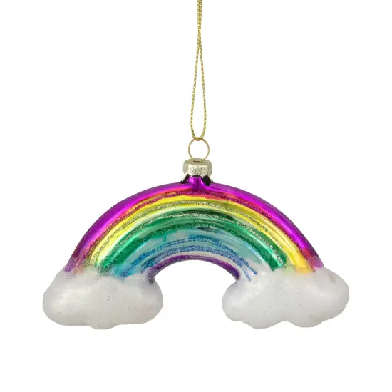 Northlight 4.75" Glass Rainbow and Clouds Christmas Ornament Multi {1}