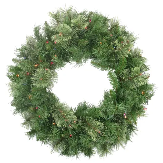 Northlight Pre-Lit Mixed Cashmere Pine Artificial Christmas Wreath - 24" - Multi Lights Green {1}