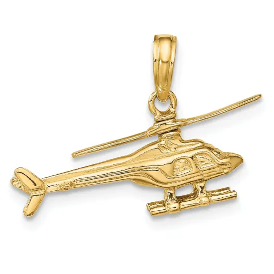 14K Gold Polished 3D Moveable Helicopter Pendant Jewerly 16.1mm x 23.8mm {5}
