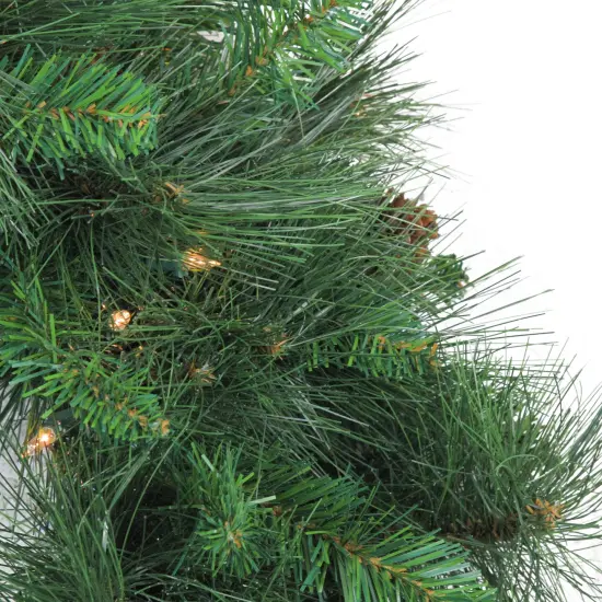 Northlight Pre-Lit White Valley Pine Artificial Pinecone Christmas Wreath - 24" - Clear Lights Green {3}