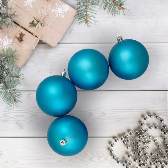 Northlight Matte Shatterproof Christmas Ball Ornaments 3.25" (80mm) - Turquoise Blue - 32ct {3}