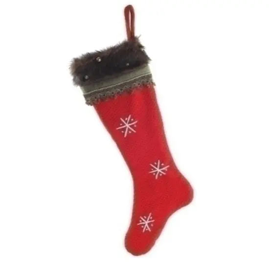 Roman 26" Red and Gray Contemporary Snowflake Christmas Stocking {3}