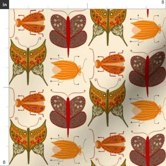 Various Fabrics by the Yard or Fat Quarter Abstract Bug Boho Botanical Butterfly Beetle Folk Art Custom Printed Fabric by Spoonflower {4}