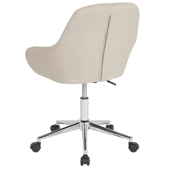 Merrick Lane Roma Home Office Bucket Style Chair with 360 Degree Rotating Swivel Beige Fabric {4}