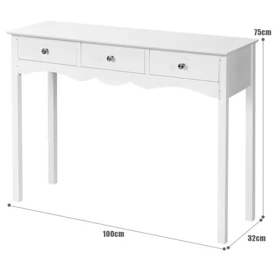 Hall table Side Table w/ 3 Drawers White {4}