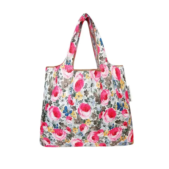 Wrapables Foldable Tote Nylon Reusable Grocery Bag (Set of 2) Easter Floral {2}