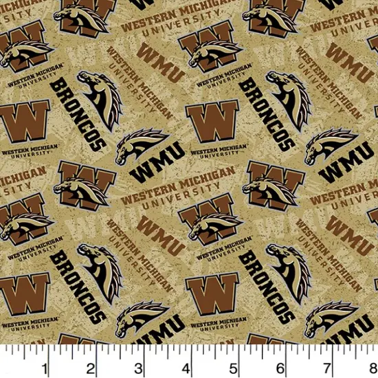 Sykel Enterprises-Western Michigan University Cotton Fabric-WMU Broncos Tone On Tone Cotton Quilting Fabric {1}