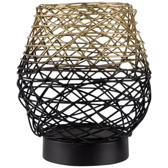 Northlight Small Woven Ombre Iron Votive Candle Holder - 6.25" - Black and Gold {1}