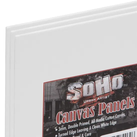SoHo Artist Cotton Canvas All Media Panels - 3 Pack ofDouble Primed Cotton Acid-Free Panels Bonded Canvases for Paintings, Artwork and More {3}